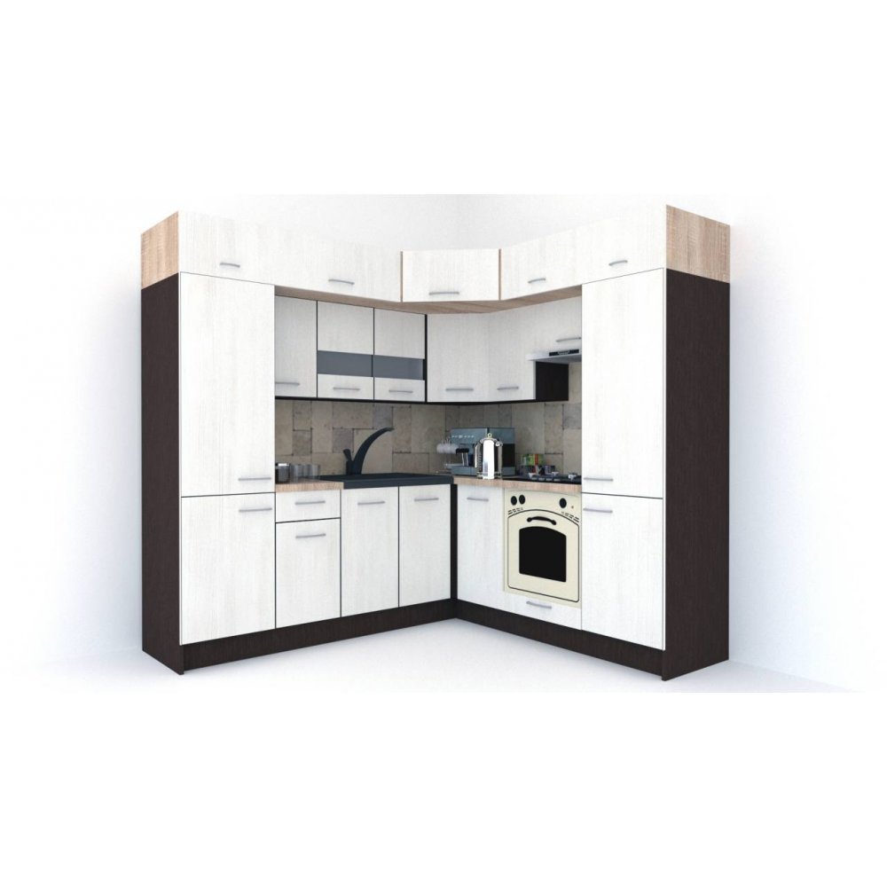 Bucatarie de Colt BIG GENA NEW ST. 210-230, Wenge / Decor 8508