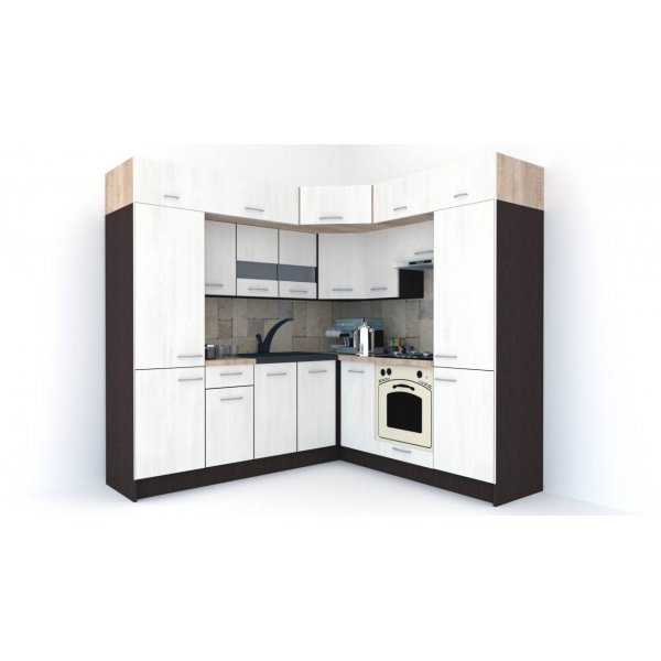 Bucatarie de Colt BIG GENA NEW ST. 210-230, Wenge / Decor 8508