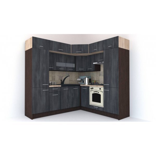 Bucatarie de Colt BIG GENA NEW ST. 210-230, Wenge / Decor 8509