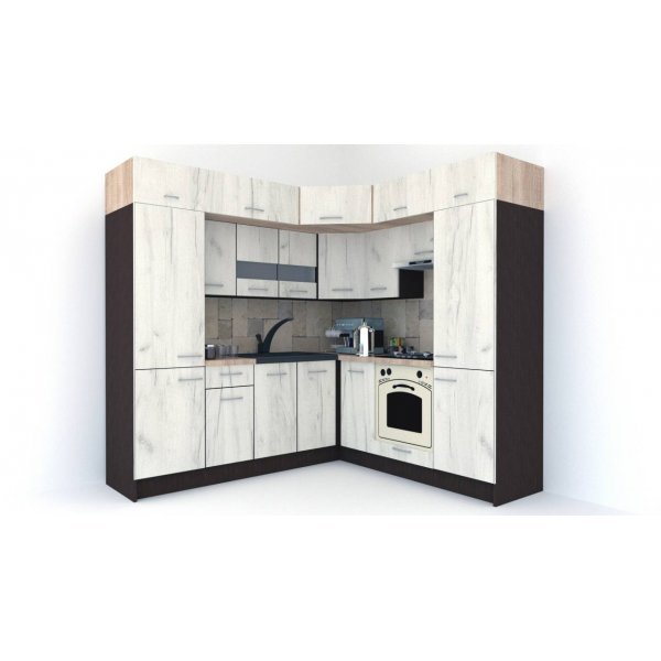 Bucatarie de Colt BIG GENA NEW ST. 210-230, Wenge / Decor K001