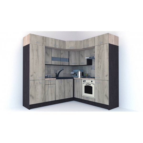 Bucatarie de Colt BIG GENA NEW ST. 210-230, Wenge / Decor K002