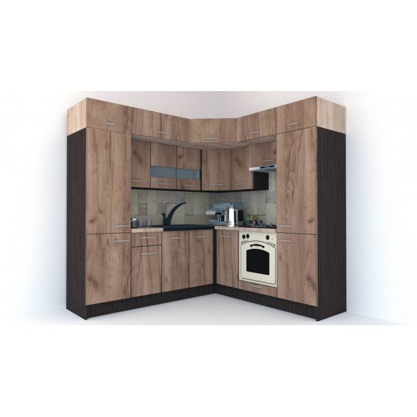 Bucatarie de Colt BIG GENA NEW ST. 210-230, Wenge / Decor K004