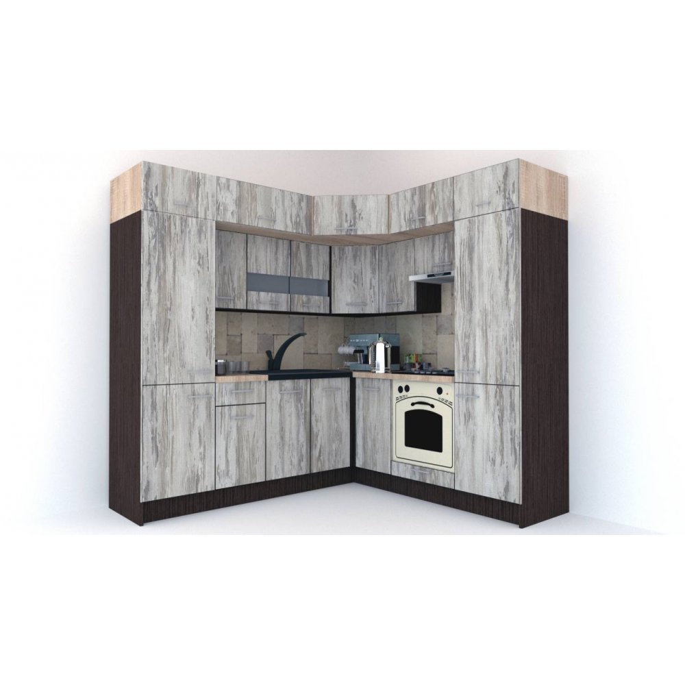 Bucatarie de Colt BIG GENA NEW ST. 210-230, Wenge / Decor K084