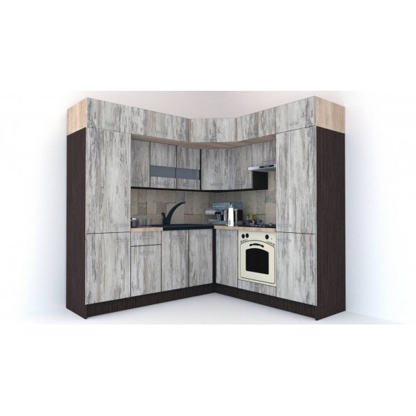 Bucatarie de Colt BIG GENA NEW ST. 210-230, Wenge / Decor K084