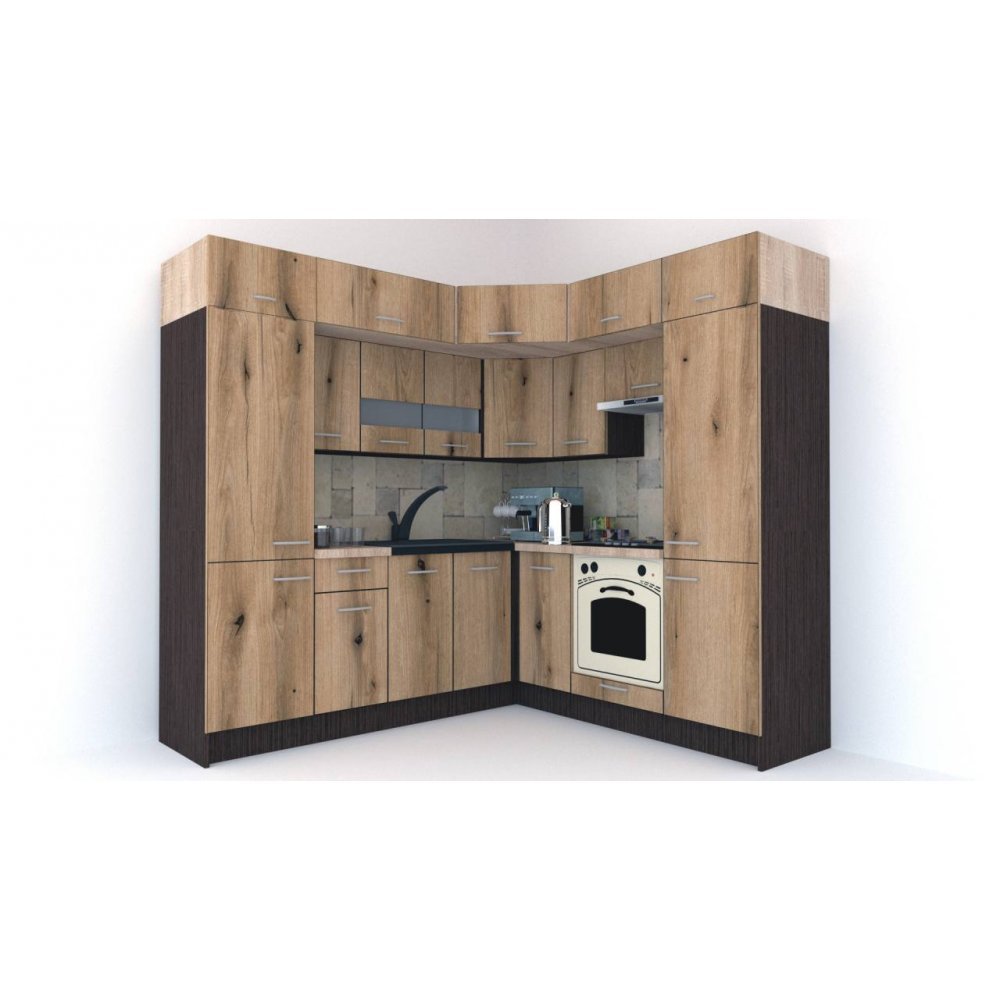 Bucatarie de Colt BIG GENA NEW ST. 210-230, Wenge / Decor K365
