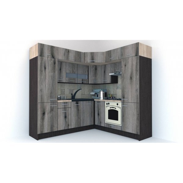 Bucatarie de Colt BIG GENA NEW ST. 210-230, Wenge / Decor K366