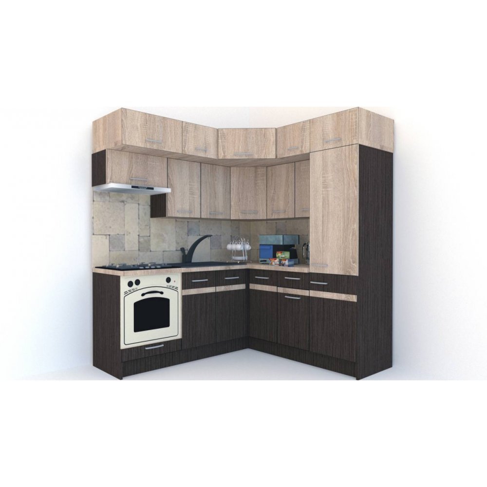 Bucatarie de Colt BIG GENA NEW ST. 190-200, Wenge / Stejar Sonoma