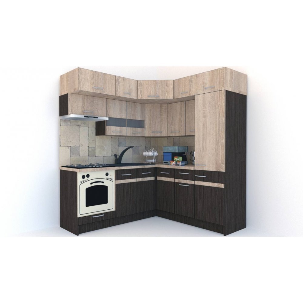 Bucatarie de Colt BIG GENA NEW ST. 190-200, Wenge / Stejar Sonoma A
