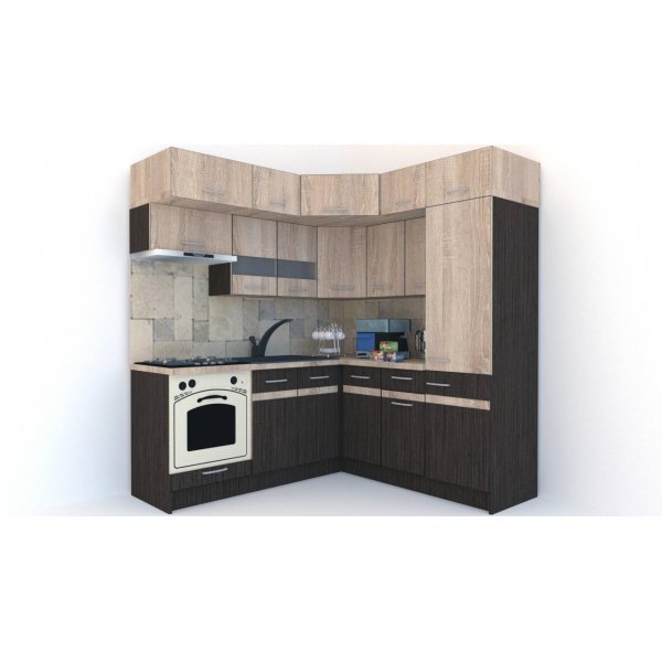 Bucatarie de Colt BIG GENA NEW ST. 190-200, Wenge / Stejar Sonoma A