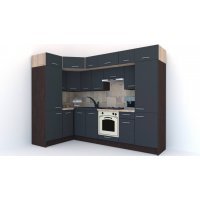 Bucatarie de Colt BIG GENA NEW DR. 150-290, Wenge / Decor 0164