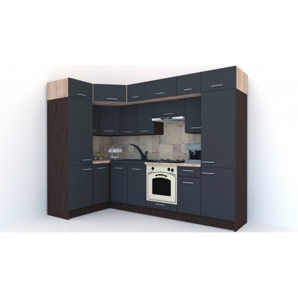 Bucatarie de Colt BIG GENA NEW DR. 150-290, Wenge / Decor 0164