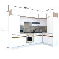 Bucatarie de Colt BIG GENA NEW ST. 150-290, Wenge / Decor 0164