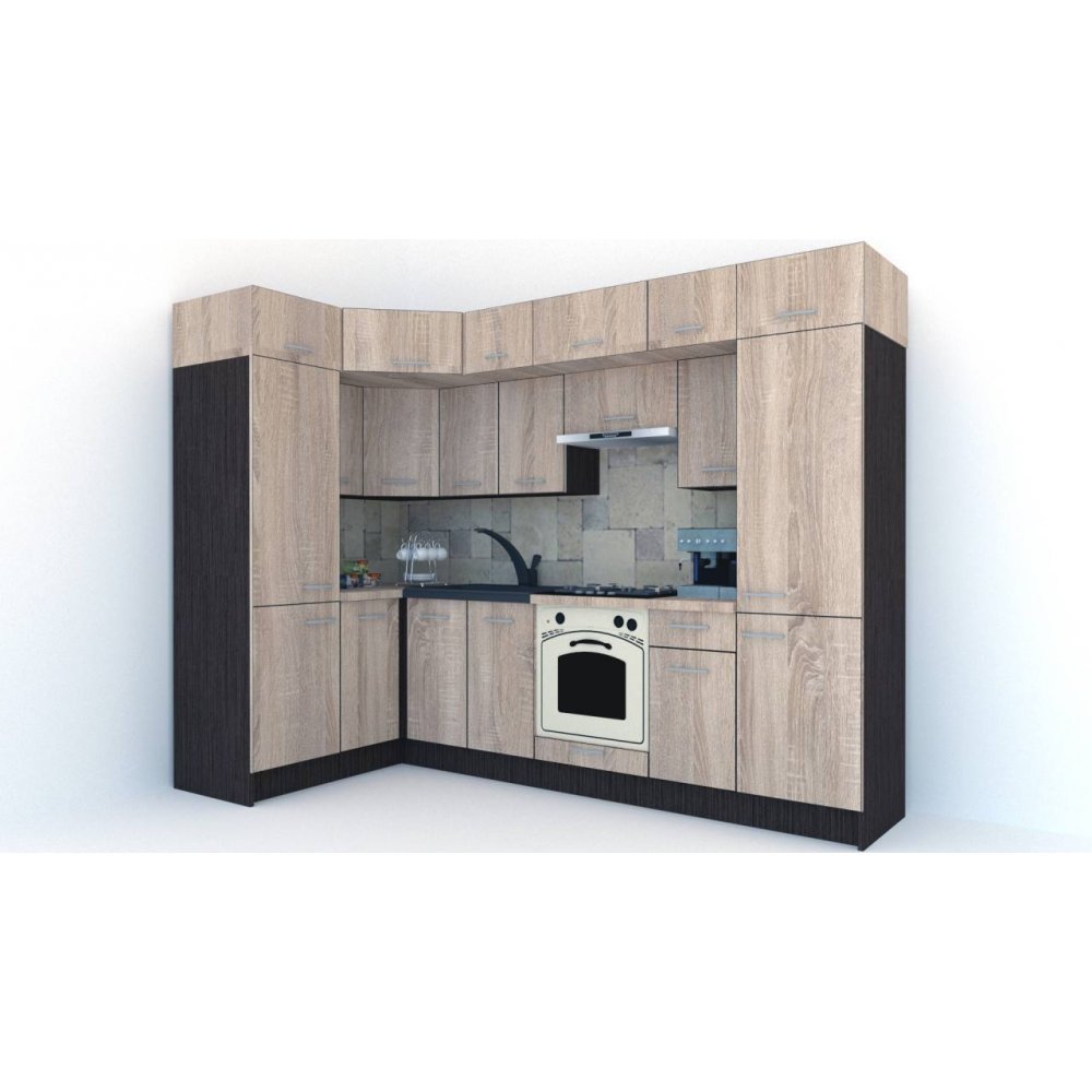 Bucatarie de Colt BIG GENA NEW DR. 150-290, Wenge / Decor 3025