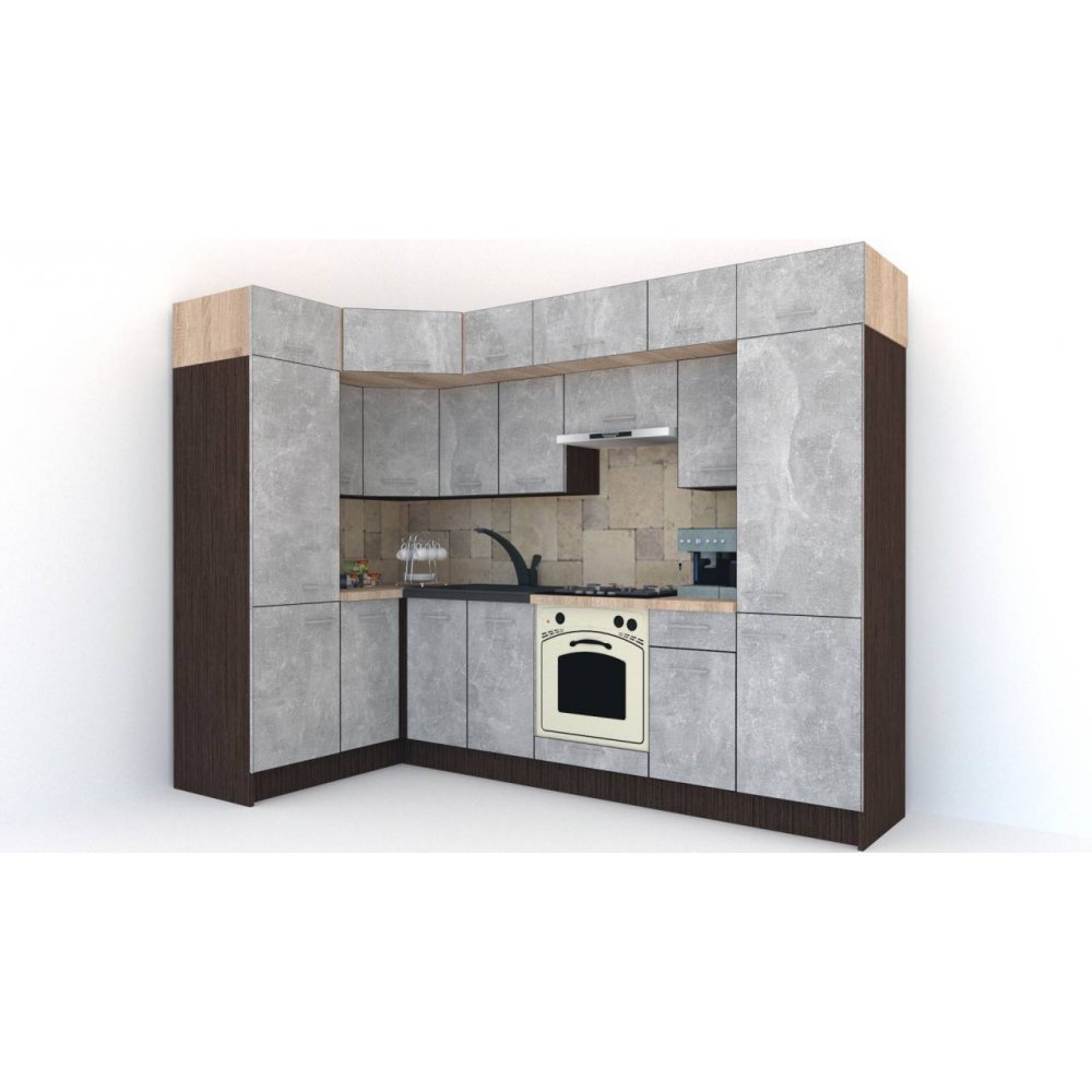Bucatarie de Colt BIG GENA NEW DR. 150-290, Wenge / Decor 4298