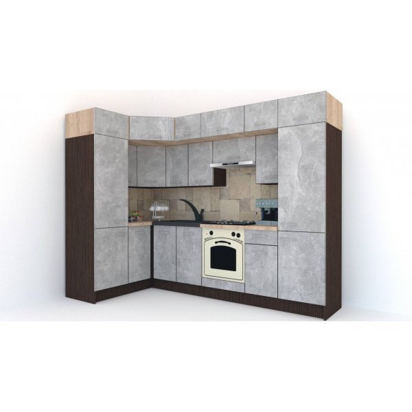 Bucatarie de Colt BIG GENA NEW DR. 150-290, Wenge / Decor 4298