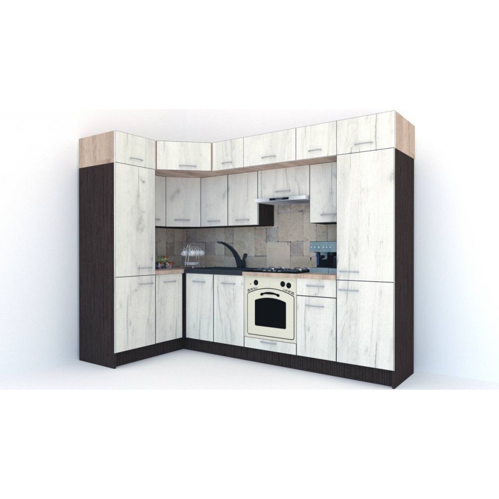 Bucatarie de Colt BIG GENA NEW DR. 150-290, Wenge / Decor K001
