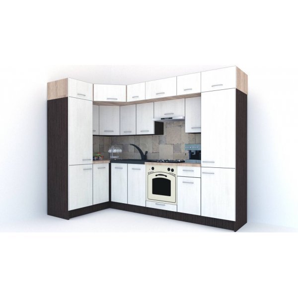 Bucatarie de Colt BIG GENA NEW DR. 150-290, Wenge / Decor 8508
