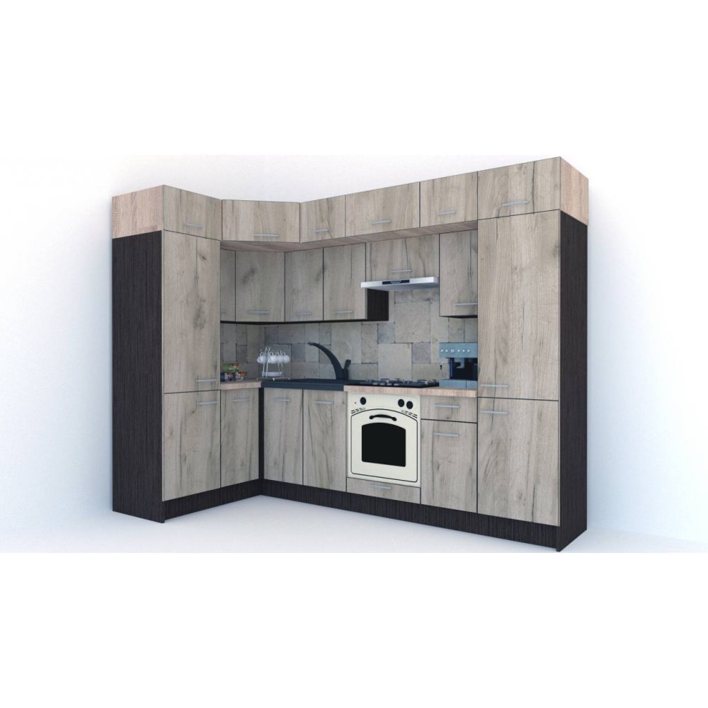 Bucatarie de Colt BIG GENA NEW DR. 150-290, Wenge / Decor K002