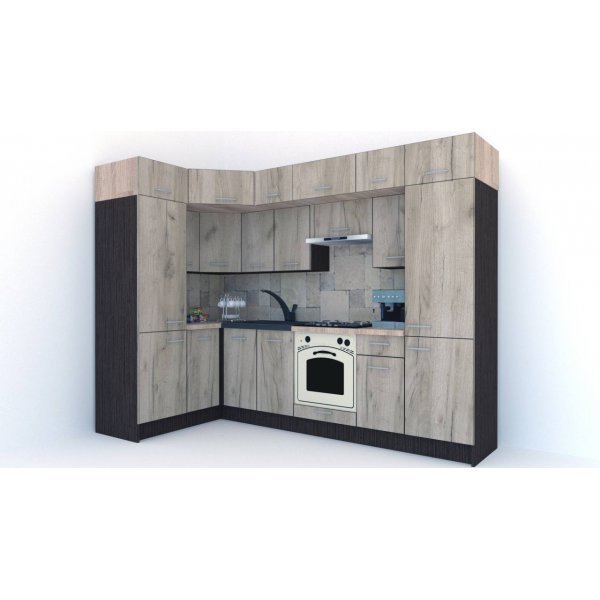 Bucatarie de Colt BIG GENA NEW DR. 150-290, Wenge / Decor K002