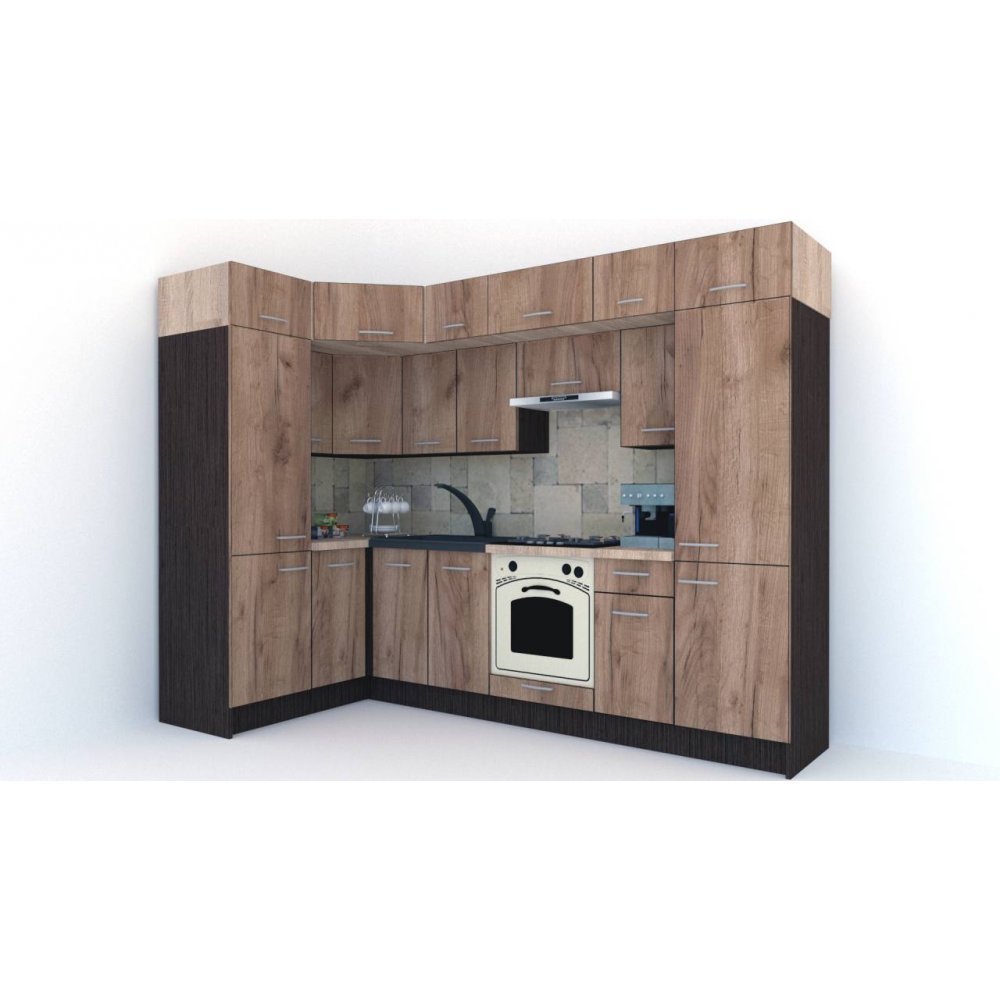 Bucatarie de Colt BIG GENA NEW DR. 150-290, Wenge / Decor K004