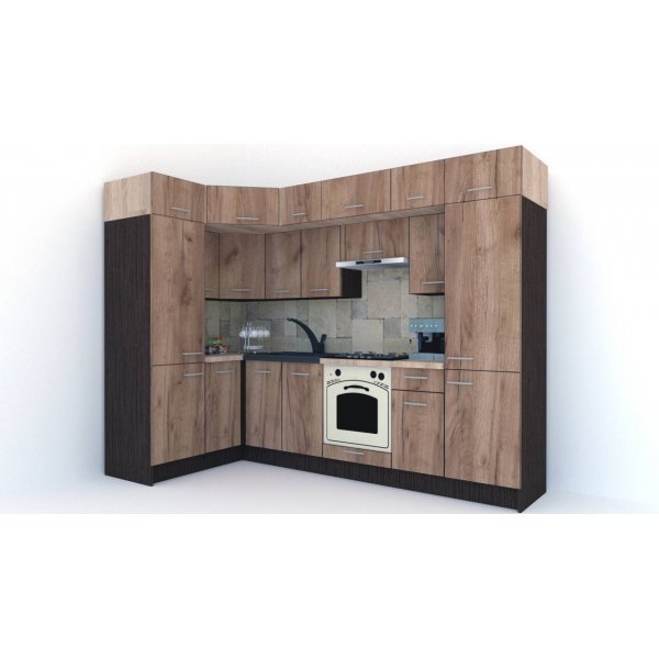 Bucatarie de Colt BIG GENA NEW DR. 150-290, Wenge / Decor K004