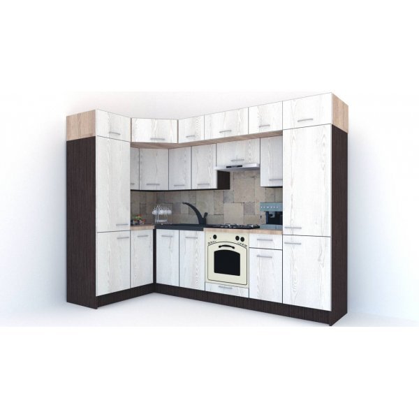Bucatarie de Colt BIG GENA NEW DR. 150-290, Wenge / Decor K004