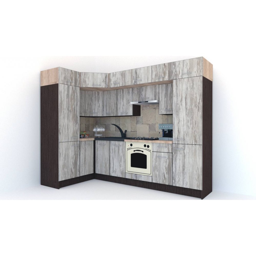 Bucatarie de Colt BIG GENA NEW DR. 150-290, Wenge / Decor K004