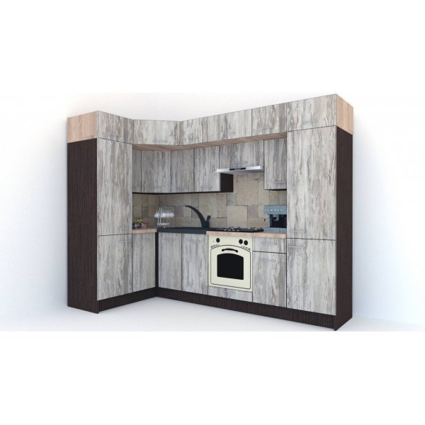 Bucatarie de Colt BIG GENA NEW DR. 150-290, Wenge / Decor K004
