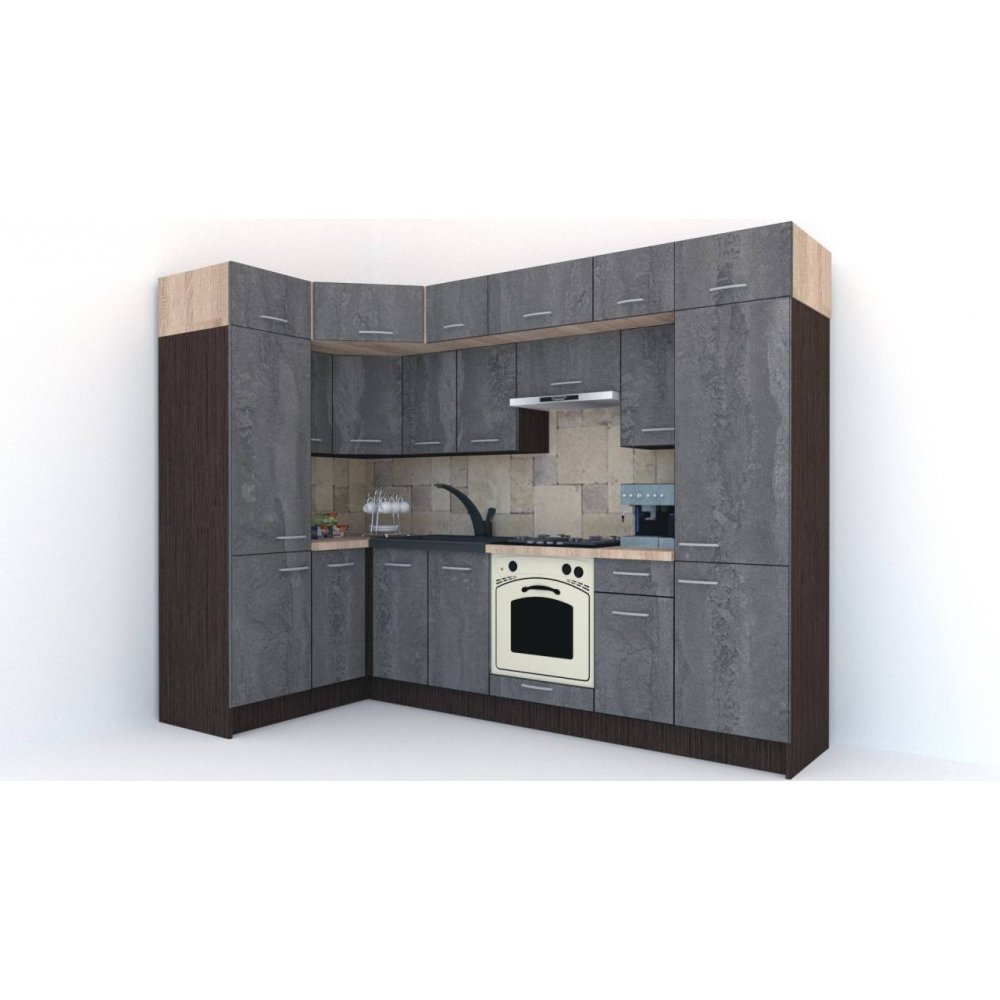 Bucatarie de Colt BIG GENA NEW DR. 150-290, Wenge / Decor K352