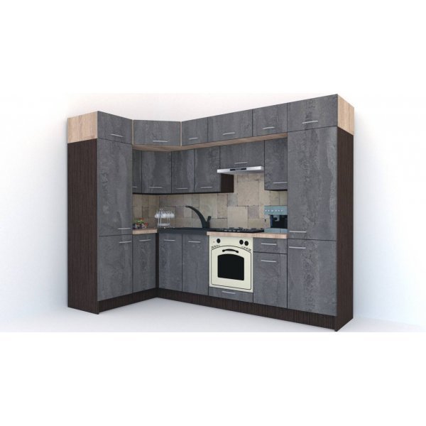Bucatarie de Colt BIG GENA NEW DR. 150-290, Wenge / Decor K352