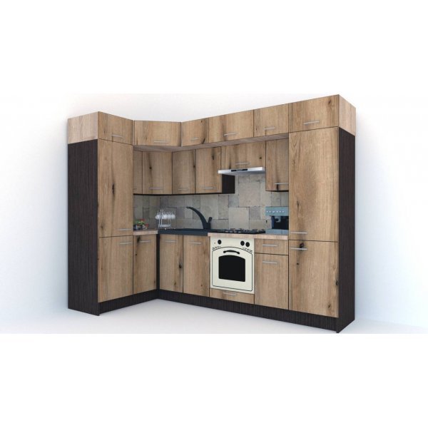 Bucatarie de Colt BIG GENA NEW DR. 150-290, Wenge / Decor K365