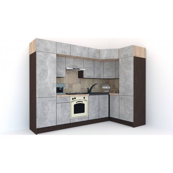 Bucatarie de Colt BIG GENA NEW ST. 150-290, Wenge / Decor 4298