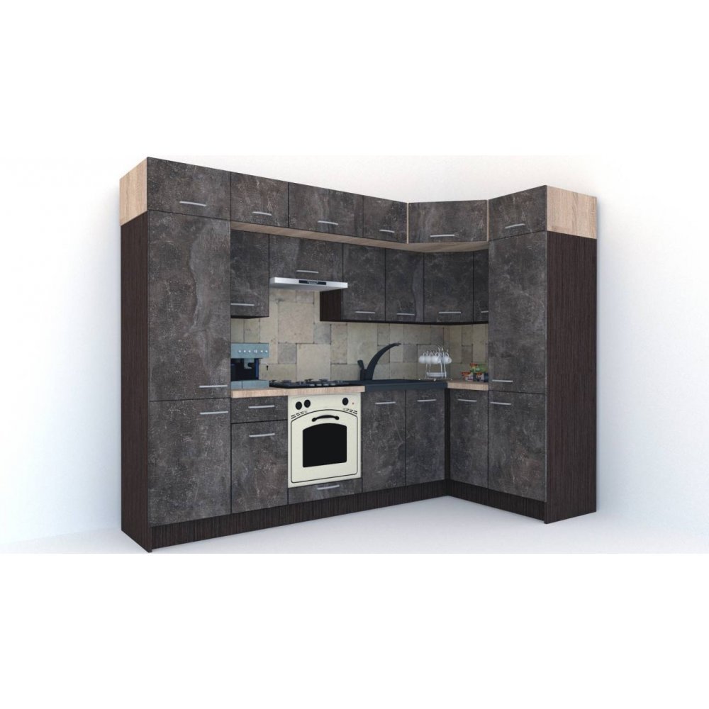 Bucatarie de Colt BIG GENA NEW ST. 150-290, Wenge / Decor 4299