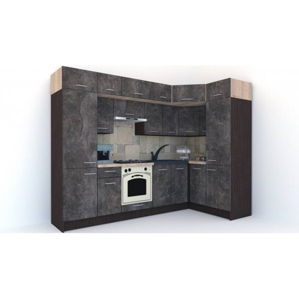Bucatarie de Colt BIG GENA NEW ST. 150-290, Wenge / Decor 4299