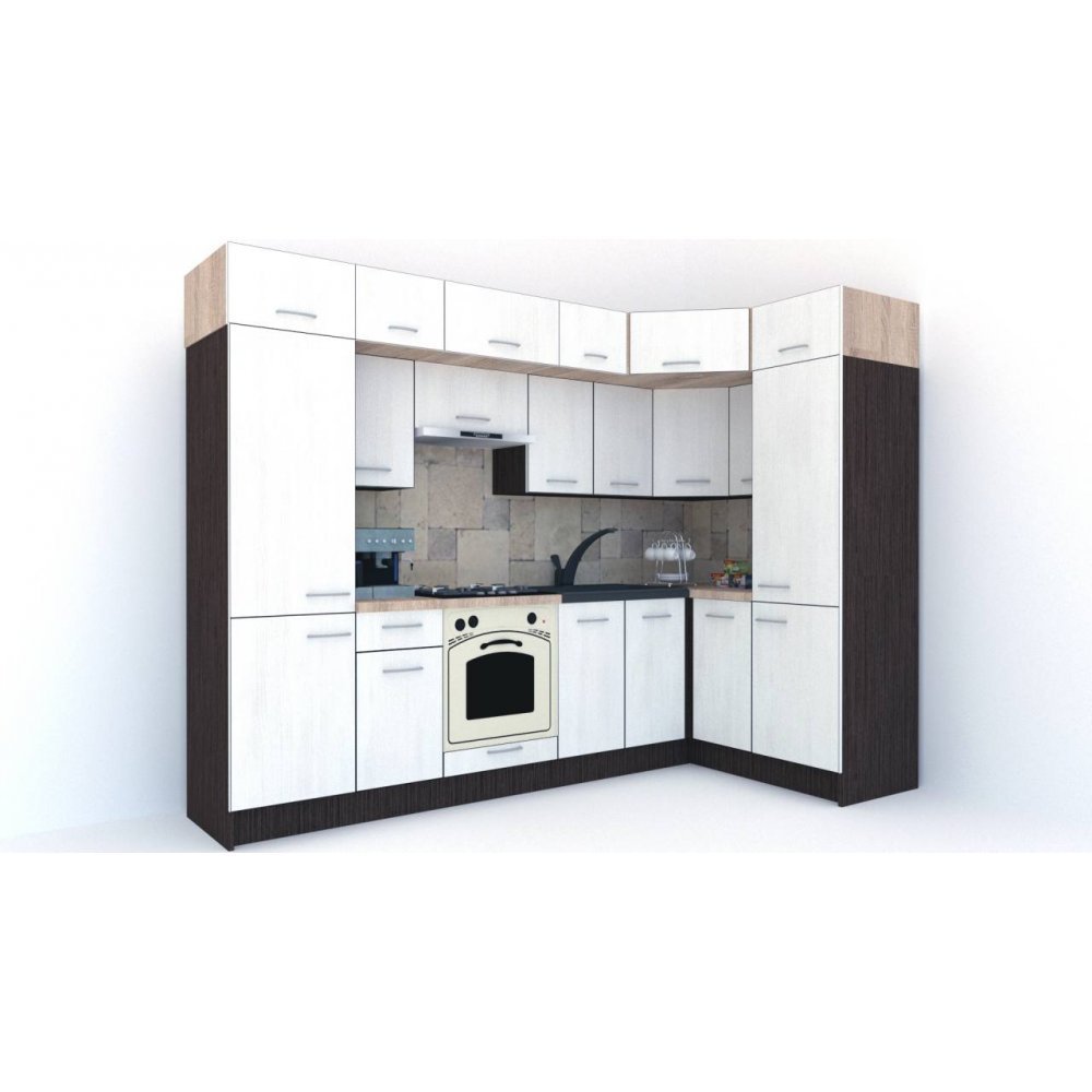 Bucatarie de Colt BIG GENA NEW ST. 150-290, Wenge / Decor 8508