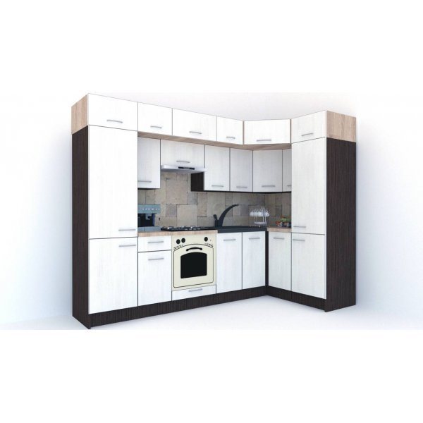 Bucatarie de Colt BIG GENA NEW ST. 150-290, Wenge / Decor 8508