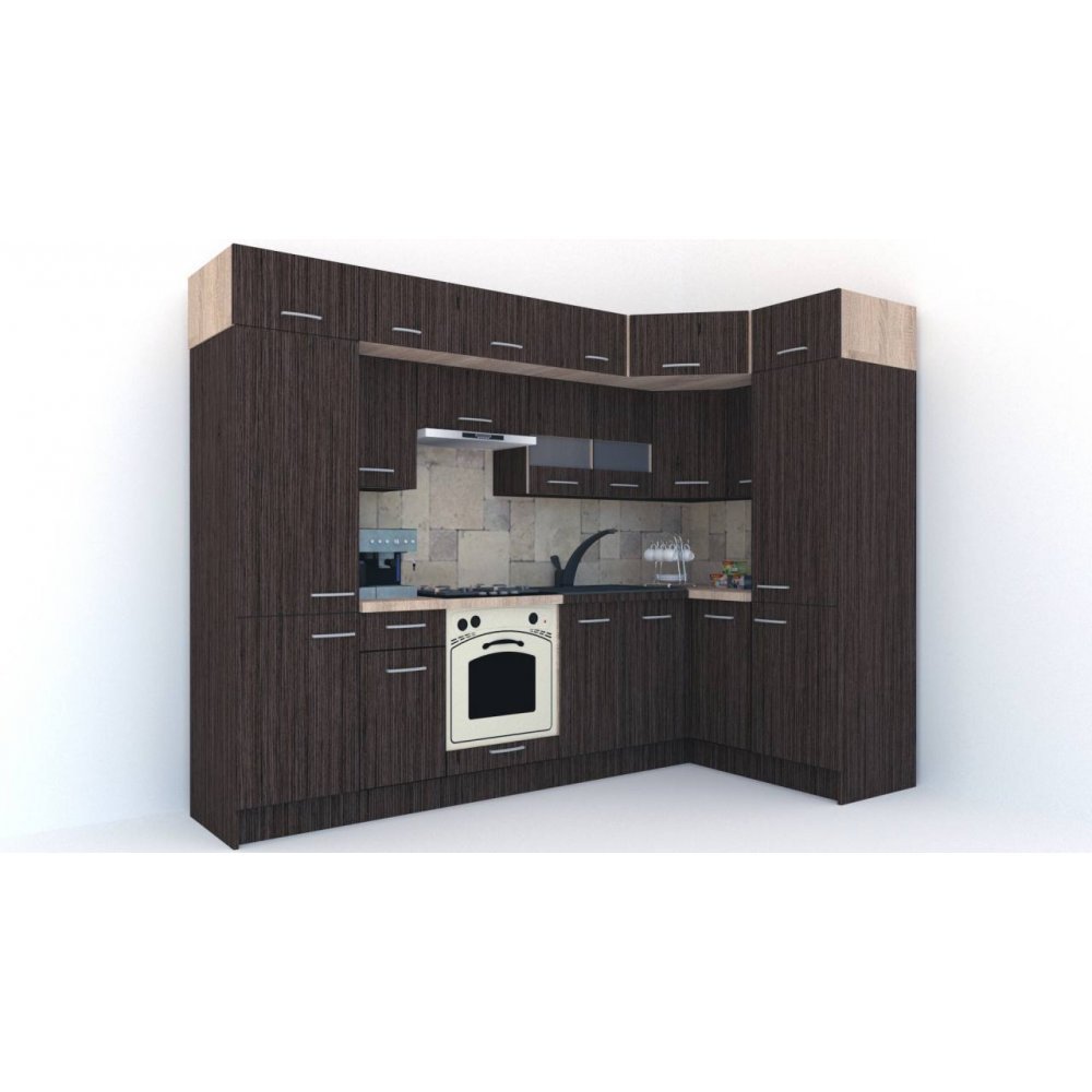 Bucatarie de Colt BIG GENA NEW ST. 150-290, Wenge / Decor 8548