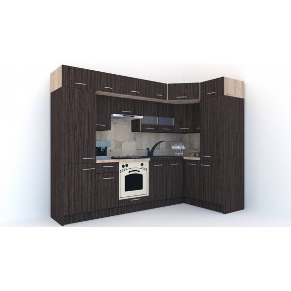 Bucatarie de Colt BIG GENA NEW ST. 150-290, Wenge / Decor 8548
