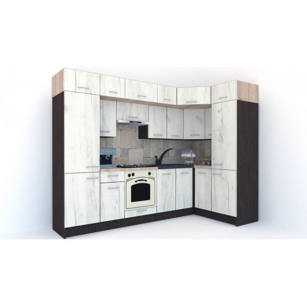 Bucatarie de Colt BIG GENA NEW ST. 150-290, Wenge / Decor K001