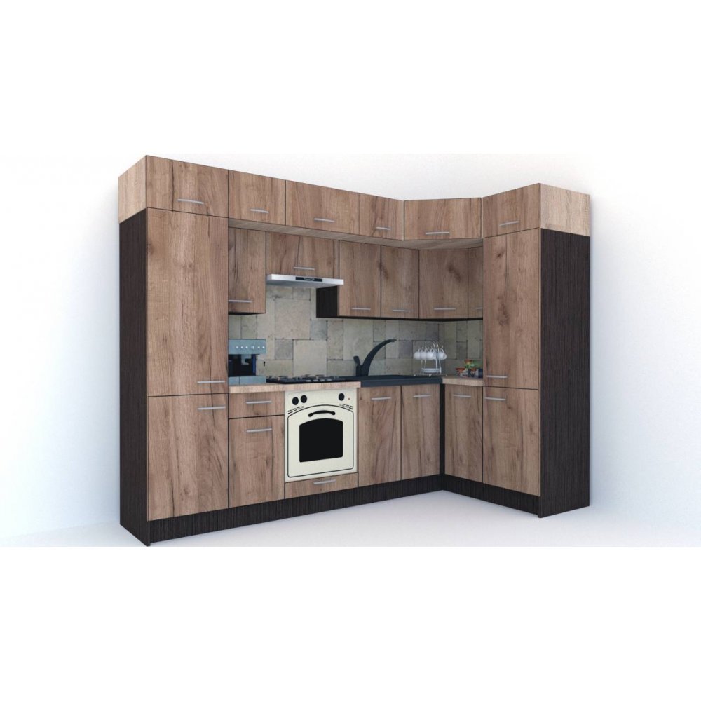 Bucatarie de Colt BIG GENA NEW ST. 150-290, Wenge / Decor K004
