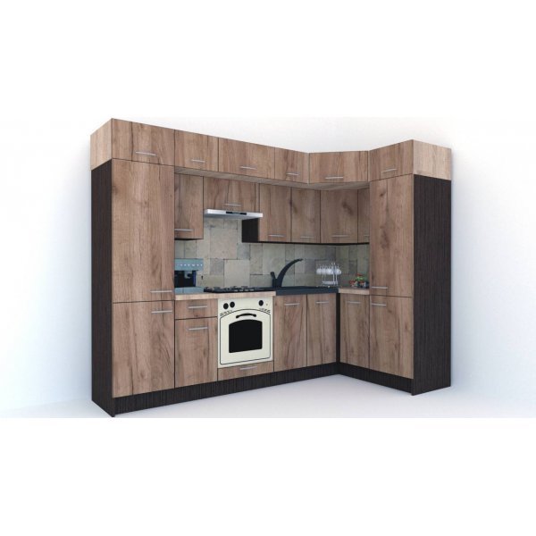 Bucatarie de Colt BIG GENA NEW ST. 150-290, Wenge / Decor K004
