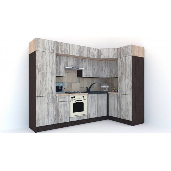 Bucatarie de Colt BIG GENA NEW ST. 150-290, Wenge / Decor K084