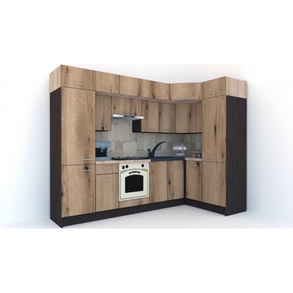 Bucatarie de Colt BIG GENA NEW ST. 150-290, Wenge / Decor K365