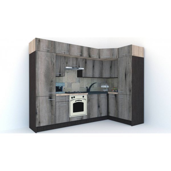 Bucatarie de Colt BIG GENA NEW ST. 150-290, Wenge / Decor K366