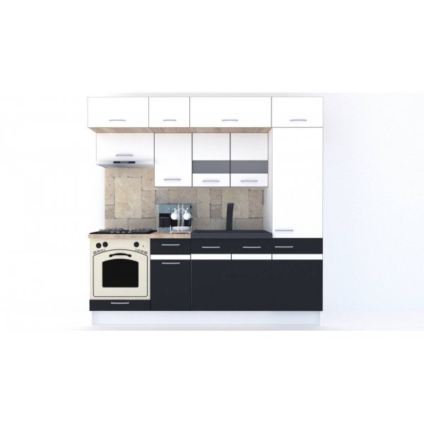 Bucatarie BIGMAR 230 A Alb / Decor Gri
