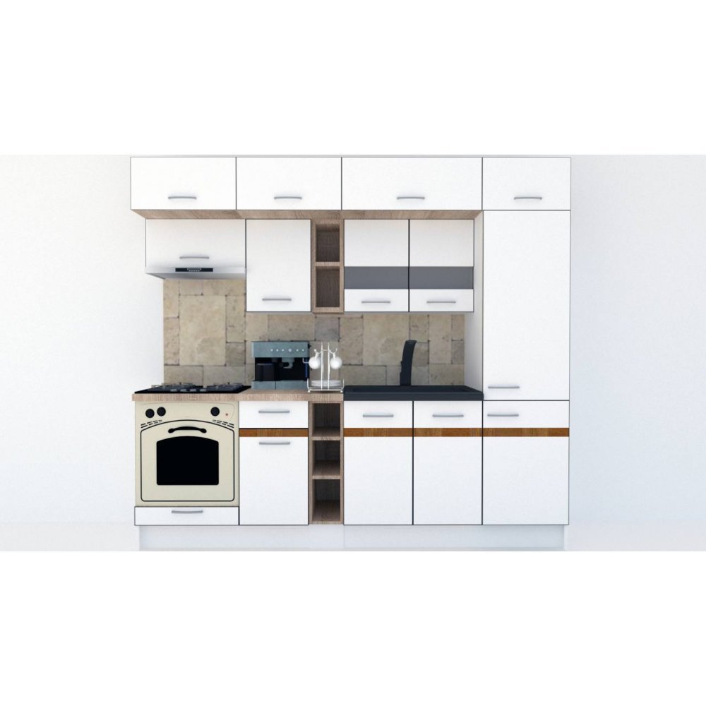 Bucatarie BIGMAR 250 A Alb / Decor Alb