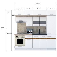Bucatarie BIGMAR 250 A Alb / Decor Gri