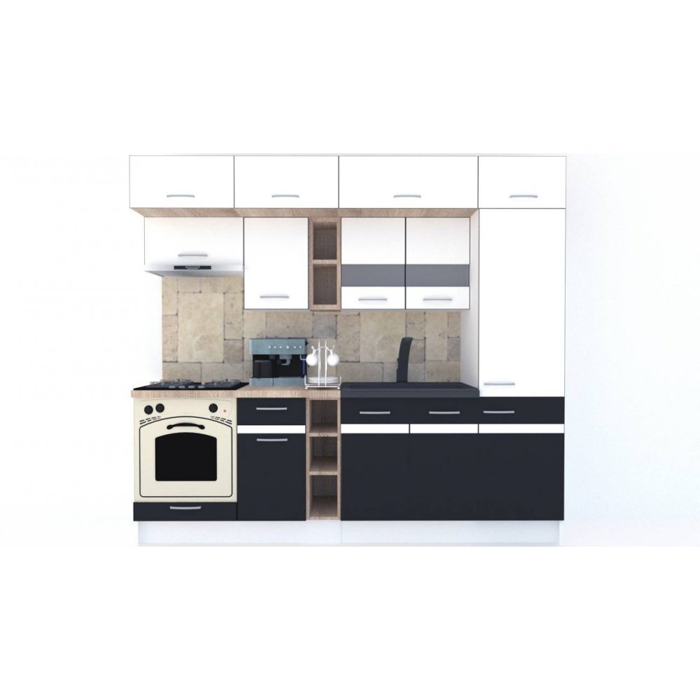 Bucatarie BIGMAR 250 A Alb / Decor Gri