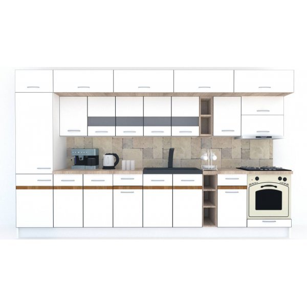 Bucatarie BIGMAR 370 B Alb / Decor Alb