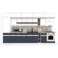 Bucatarie BIGMAR 370 B Alb / Decor Gri